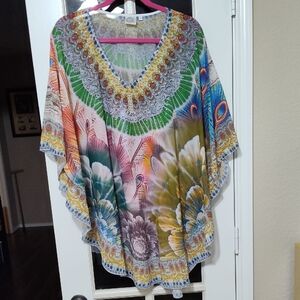 Colorful V-Neck Women's Top, One Size